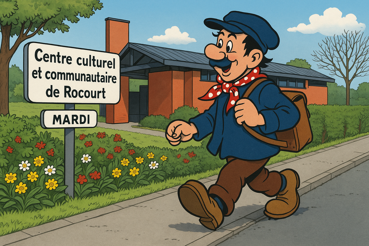 Personnage wallon arrivant au centre de Rocourt